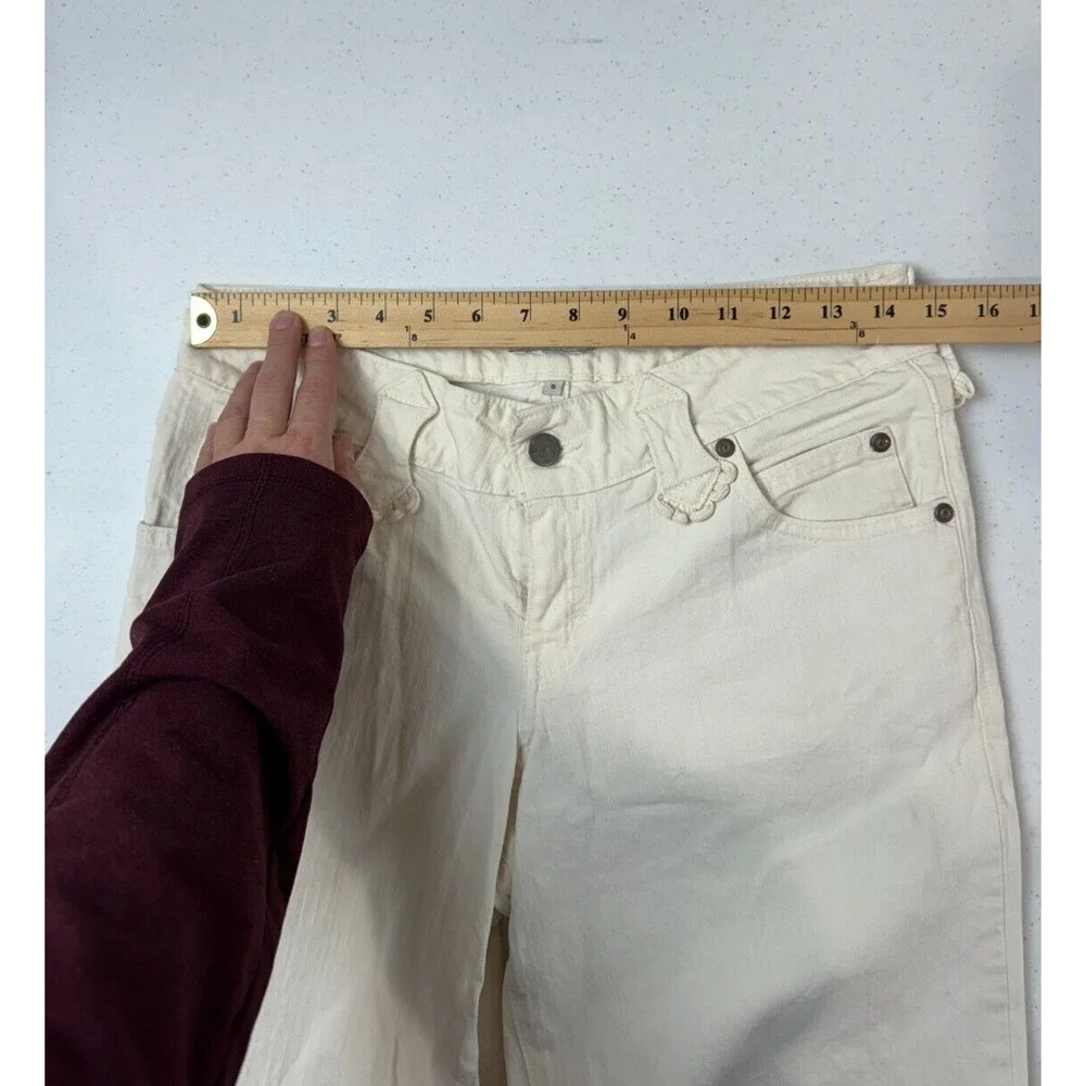 Zac Posen Womens‎ Straight Leg Jeans Size 6 Ivory Mid Rise Denim 6 Pockets